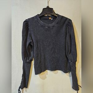 Free People Black Ribbed Women's Top